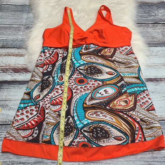 Swimsuit one piece with dress orange plus sz - Picture 2 of 9